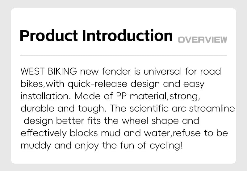 WEST BIKING Road Bike Fender Aerodynamic Lightweight Bicycle Mudguard Set Adjustable Front Rear Mud Protector Bike Accessories