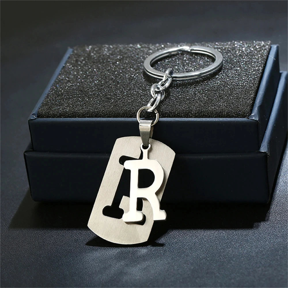 NEW DIY Stainless Steel A-Z Letters key Chain Charm 26 Letters KeyChain Men Women keychain Couple gift Jewelry Car Key Ring