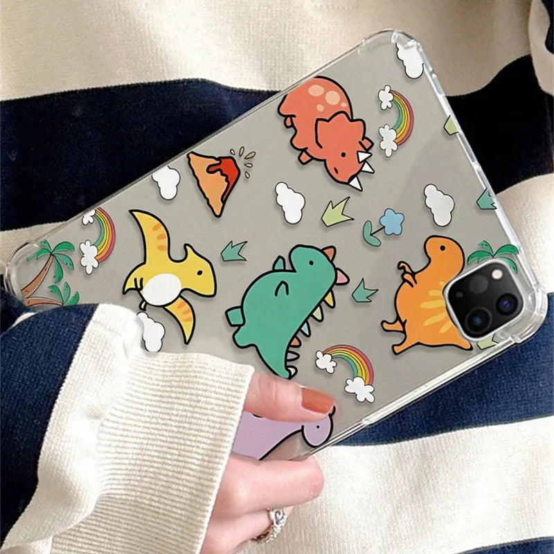 Case for Samsung Galaxy Tab A9+ A9 Plus 11 inch A8 A7 Lite S6Lite S7 S8 S9 S10 Plus 12.4 '' Cute Dinosaur Flexible TPU Case