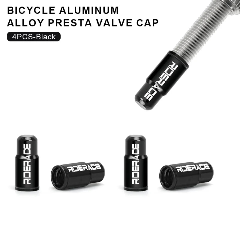 RIDERACE Bicycle Tire Valve Cap Aluminum CNC MTB Road Bike Tube Tyre Gas Nozzle Cover for AV FV Schrader Presta Valve Dustproof