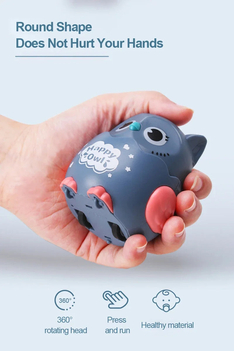 Kids Classic Wind Up Interactive Owl Shaped Press Mechanical Sliding Toys Toys for Boys Girls Birthday Xmas Gift