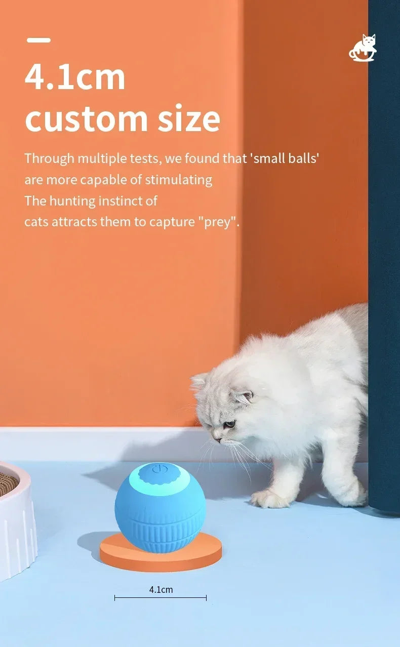 Cat Interactive Ball Toy Automatic Rolling Ball Faux Tail Rechargeable Smart Pet Electric Toy Dog Cat Training Imitate Mouse