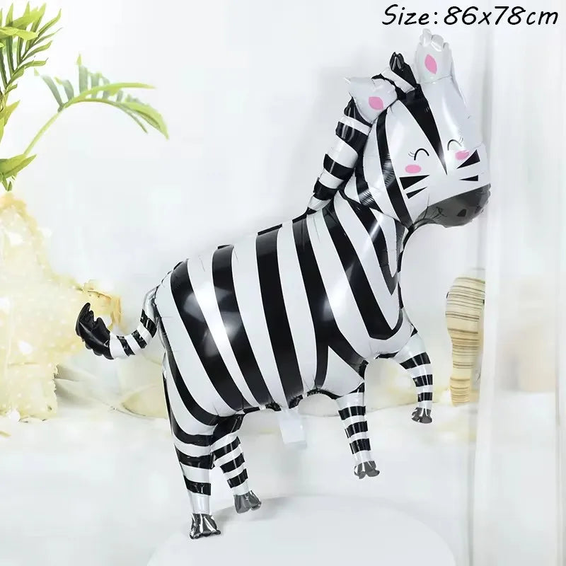 Cartoon Animal Theme Foil Balloon Jungle Safari Forest Lion Zebra Elephant Giraffe Baloon Kids Birthday Decoration Supplies