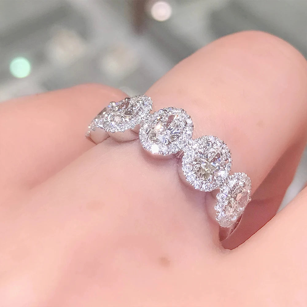 Exquisite Oval Cubic Zirconia Band Women's Rings for Engagement Wedding Accessories Luxury Silver Color Female Jewelry