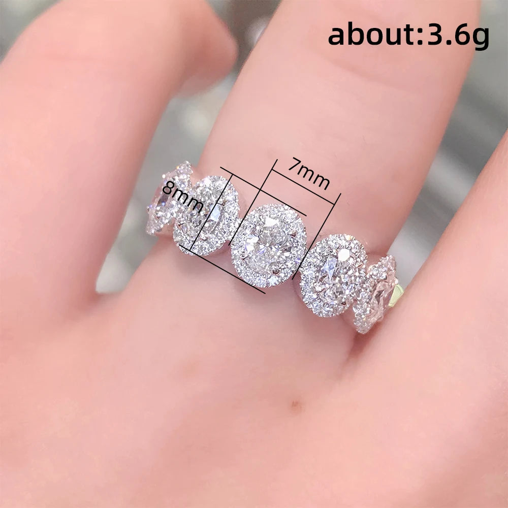 Exquisite Oval Cubic Zirconia Band Women's Rings for Engagement Wedding Accessories Luxury Silver Color Female Jewelry