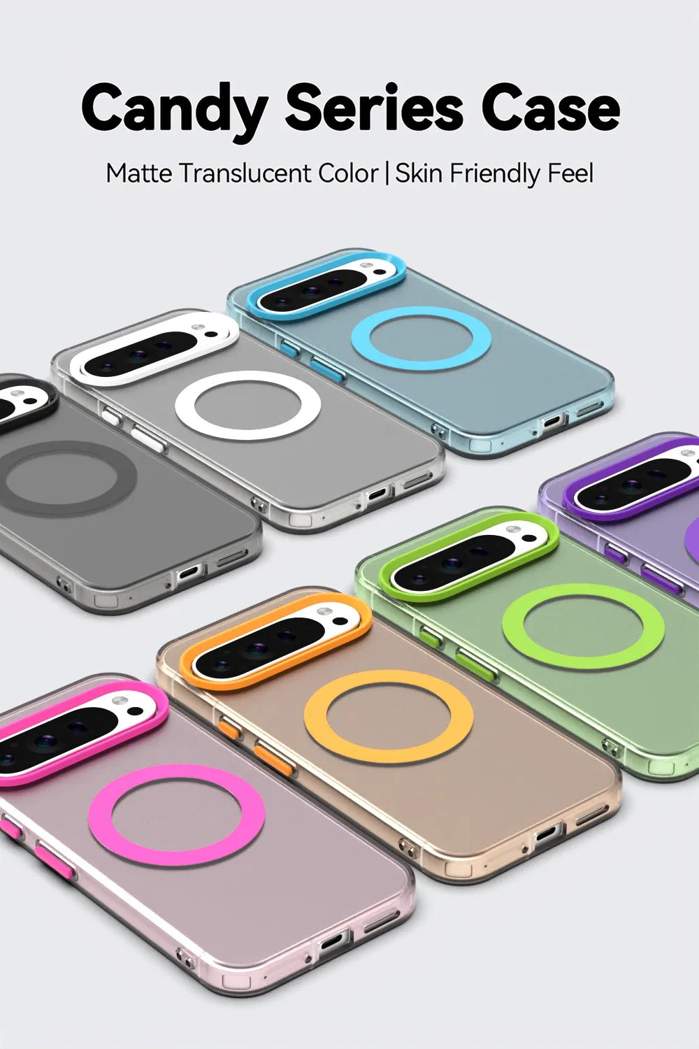 Matte Clear Magnetic Wireless Charging Armor Magsafe Case For Google Pixel 9 8 Pro XL 8A Military Shockproof Candy Color Frosted
