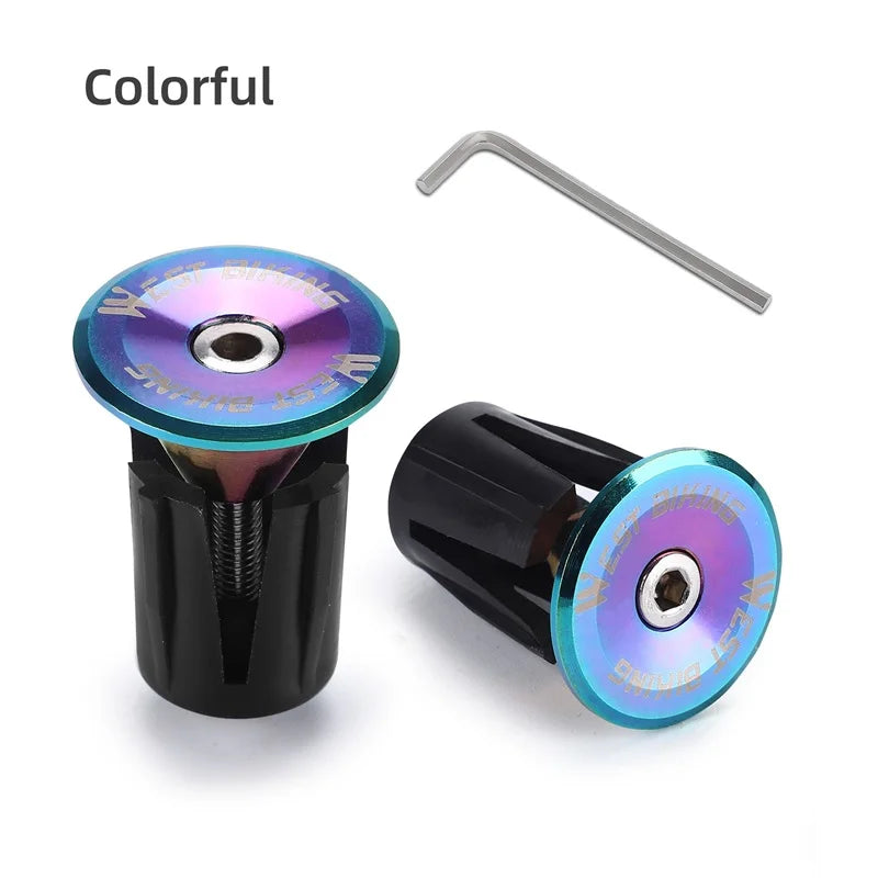 WEST BIKING MTB Road Bike Handlebar End Plugs Aluminum Alloy Handle Bar End Cap BMX Bike Grip Multi-color Cover Bicycle Accessor