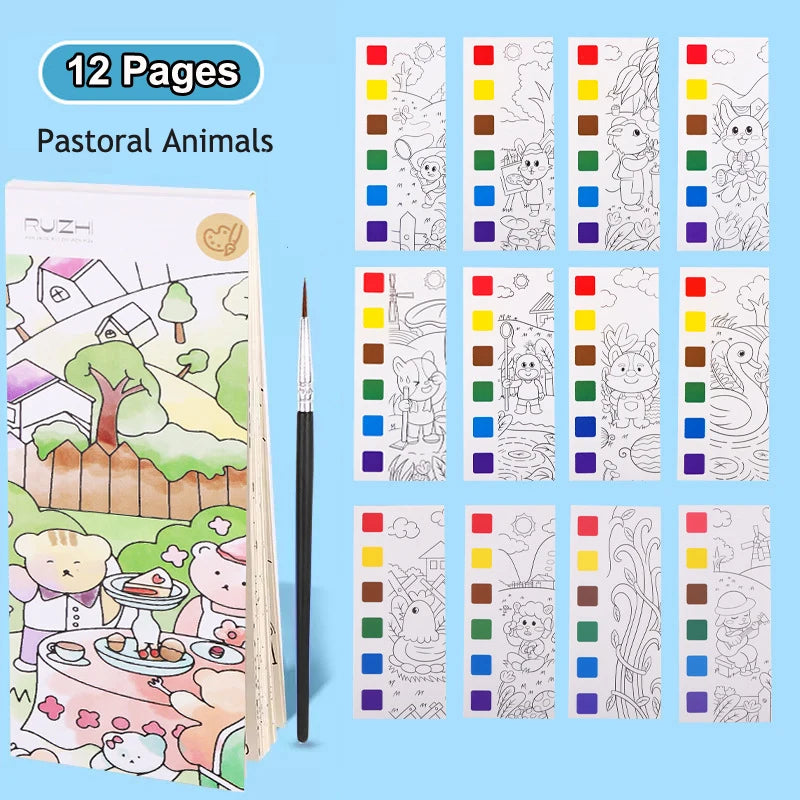 Coloring Books Portable Watercolor Painting Book Graffiti Picture Books Painting Drawing Toys For Children Gift