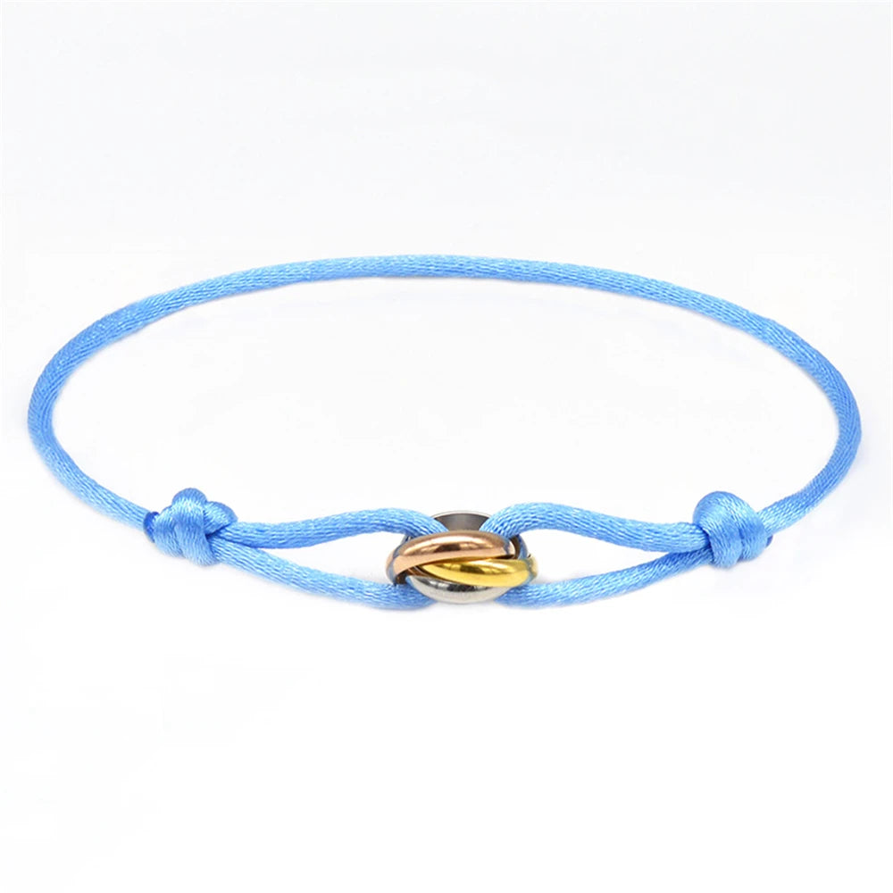 Luxury Unisex Bracelet 3 Metal Buckle Hand Chain Adjustable Men's Rope Bracelet for Women Jewelry Gifts