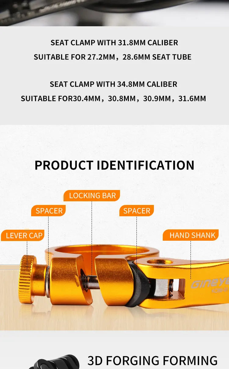 Gineyea Bicycle Quick Release Seatpost Clamp 27.2/28.6/30.4/31.8/34.9/30.9/31.6mm FOR Zoom KS EXA Seat Tube MTB BMX Road Bike