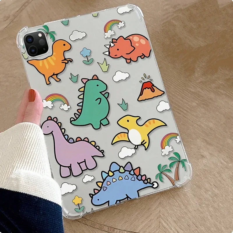 Case for Samsung Galaxy Tab A9+ A9 Plus 11 inch A8 A7 Lite S6Lite S7 S8 S9 S10 Plus 12.4 '' Cute Dinosaur Flexible TPU Case