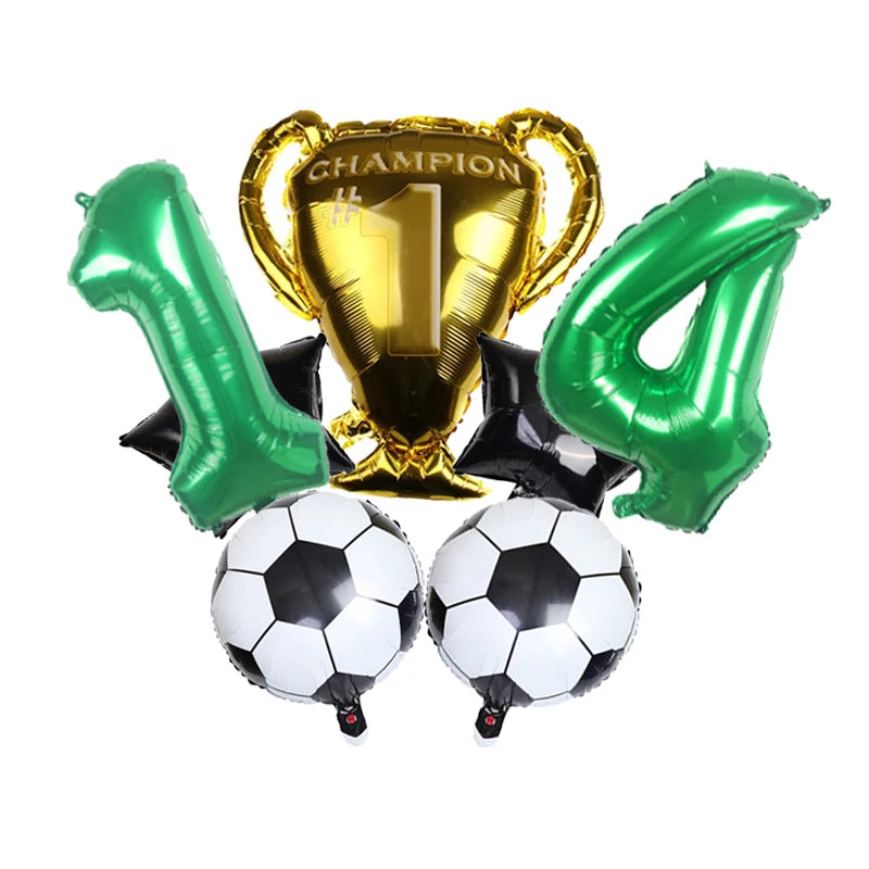 32inch Green Digital Number Foil Ballon Trophy Football Helium Balloons Kids Gifts Birthday Party Football theme Decoration
