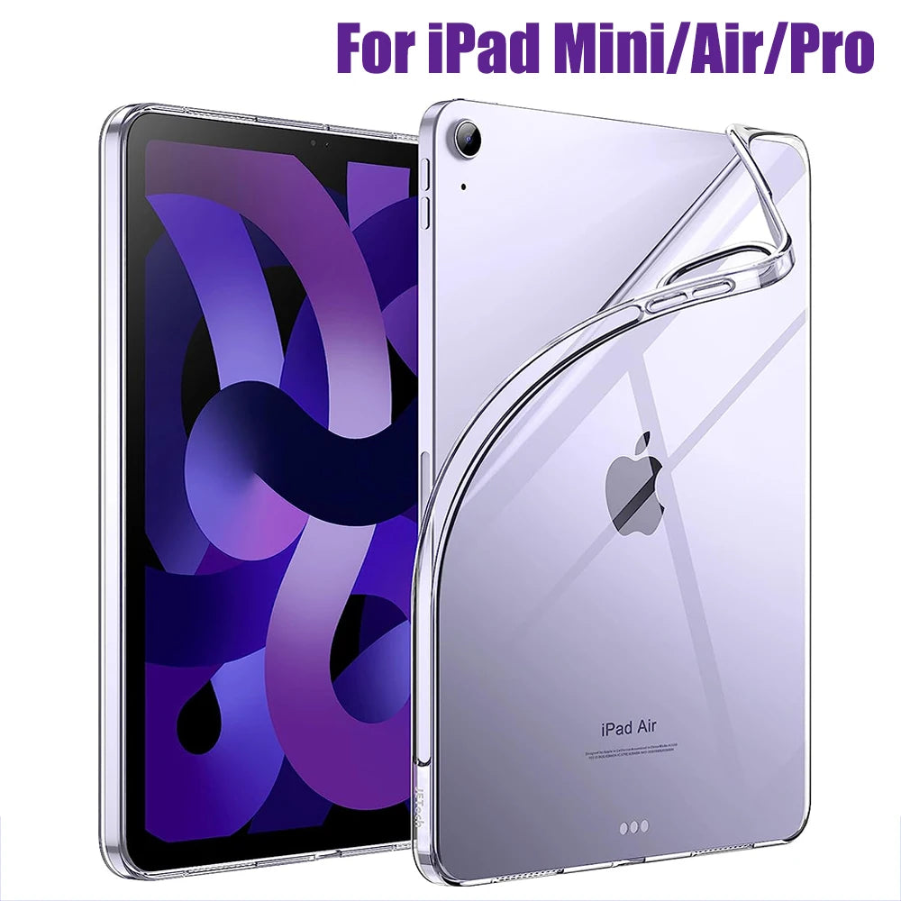 For iPad 10th 10.9 2022 7 8 9th Gen 10.2 Air 5 6 13 Case TPU Silicon Transparent Cover For iPad Pro 9.7 10.5 11 13 Mini 3 4 5 6