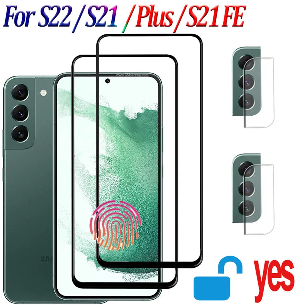 S25 S24 s23 s22 Tempered glass For Samsung S25 Screen Protector Galaxy S22 Fingerprint Unlock Glass Samsung Galaxy S23 S21 FE