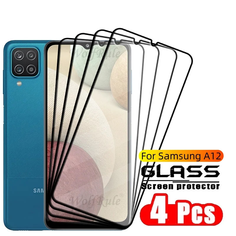 4PCS Full Cover Glass For Samsung A12 Glass Samsung Galaxy A12 Glass Full Glue Cover 9H HD For Screen Protector Samsung A12 A 12