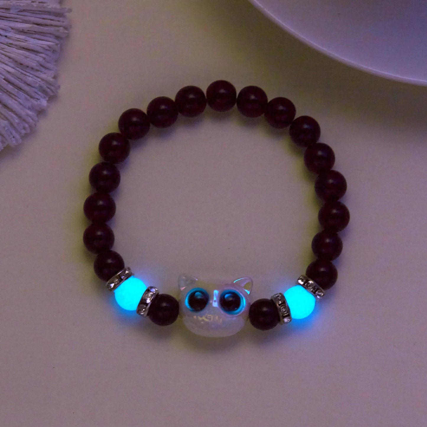 1/2PCS Tassels Big Eye Cat Bracelets for Women Men Sweet Cool Skull Ceramic Beaded Bracelet Aesthetic Party Jewelry Accessories