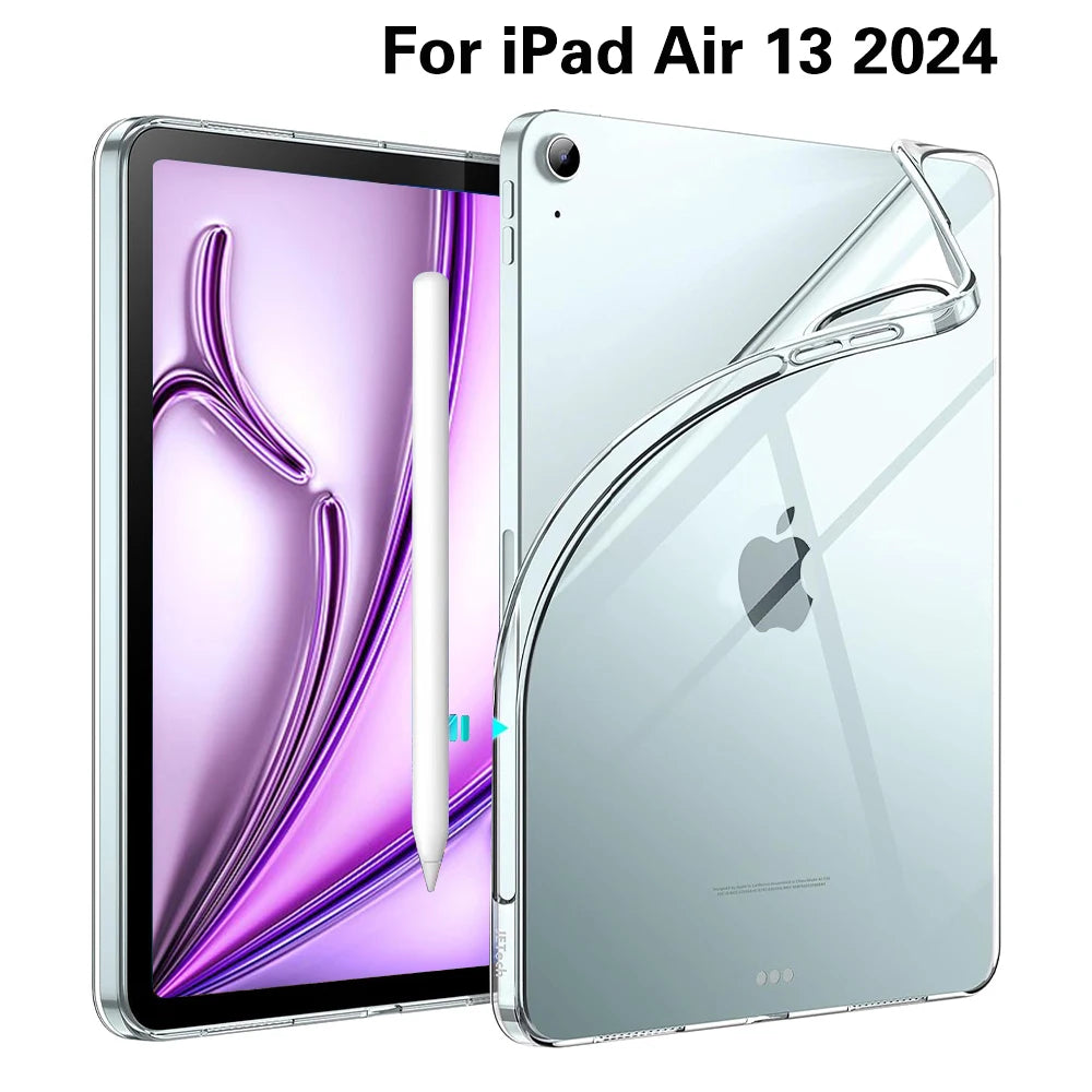For iPad 10th 10.9 2022 7 8 9th Gen 10.2 Air 5 6 13 Case TPU Silicon Transparent Cover For iPad Pro 9.7 10.5 11 13 Mini 3 4 5 6