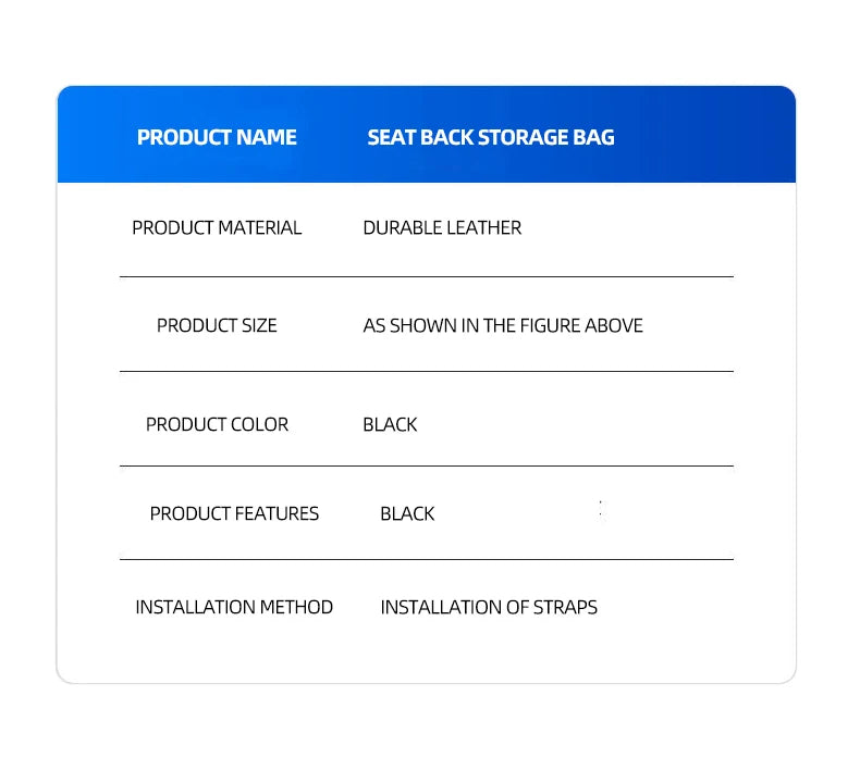 Multifunctional car seat storage bag Leather storage bag Garbage bag Storage bag Suitable for most car models