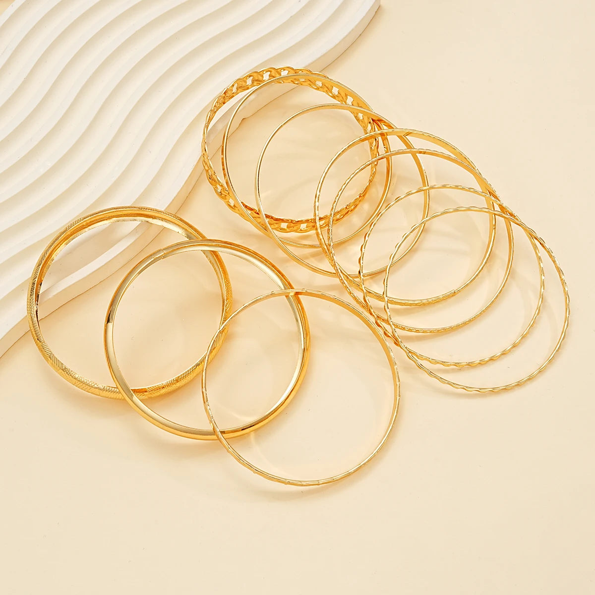 10 Pcs Punk Trendy Multilayer Bracelets Set for Women Elegant Delicate Twist Sparkling Adjustable Bangles Jewelry Couples Gifts