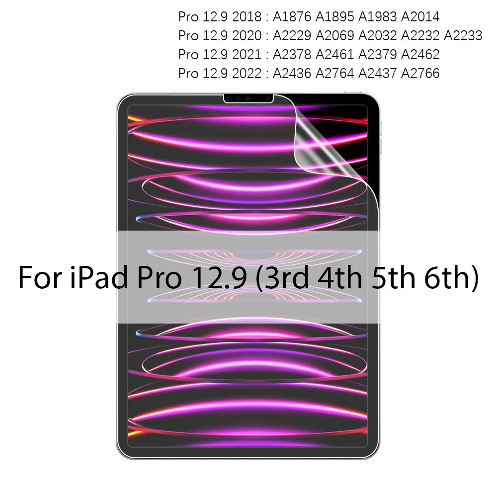 For iPad 10 9 9th 10th Generation 10.9 Pro 13 11 M4 M2 12.9 6th Paper Film Like Screen Protector Air 5 4 3 Mini 6 10.2 Paperfeel