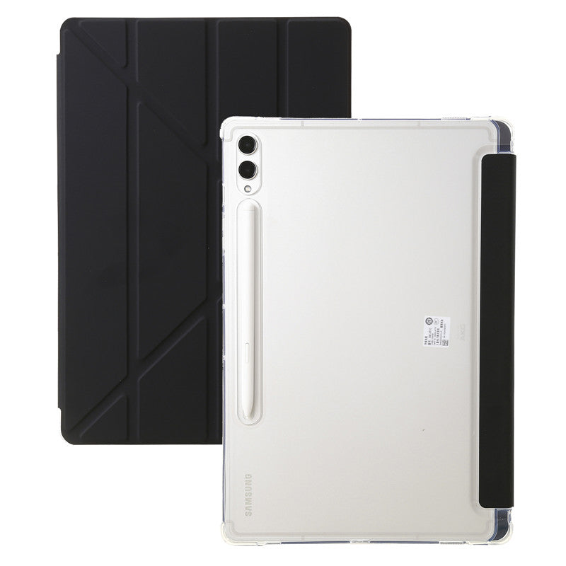 For Samsung Tab S9 Plus Case 12.4" Acrylic Clear Hard Back Stand Smart Cover For Galaxy Tab S9 FE S10 Plus Case With Pen Holder