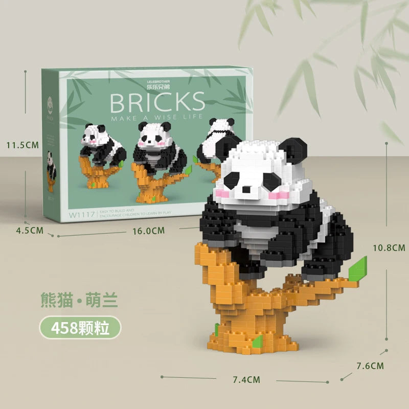 Creative DIY Assemable Animal Cute MINI Chinese Style Animal Panda Building Block Educational Boy Toys For Children Model Bricks