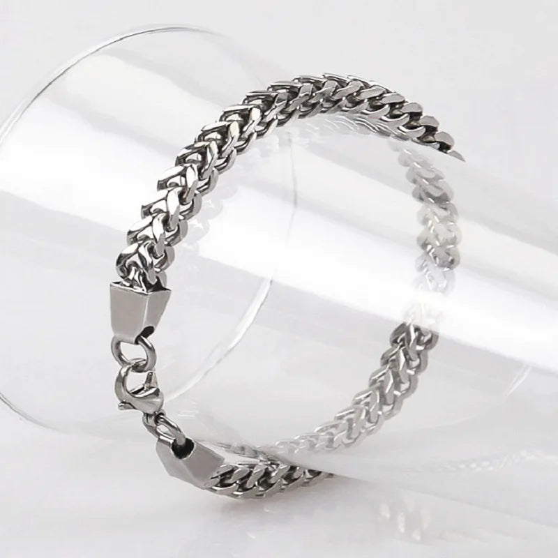 Stainless Steel Cuban Chain Bracelet for Men Women Figaro Vintage Metal Viking Kpop Pulseras Emo Cute Luxury Jewelry Gift