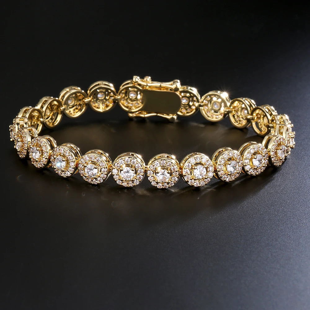 ZAKOL European And American Fashion Round AAA Zircon Bracelet Bangles Unisex Punk Style Hip-hop Jewelry