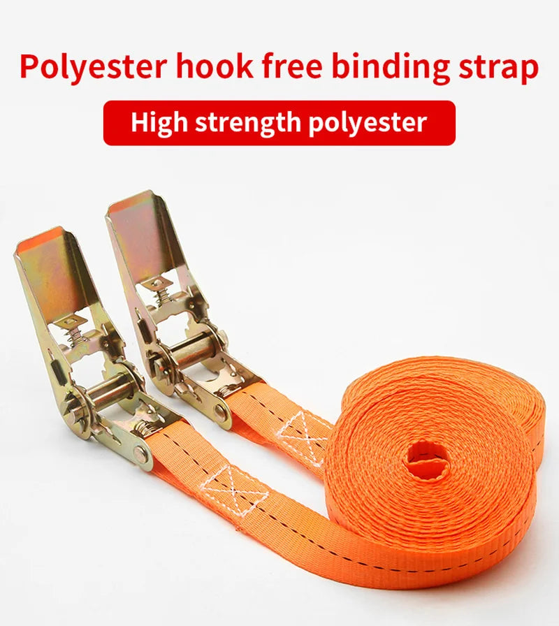 Heavy-Duty Car & Truck Front Cargo Ratchet Strap with Metal Buckle - Adjustable, Secure Tie-Down for Safe Luggage Transport