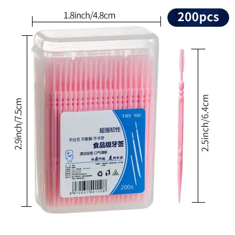 【Hot sales】Disposable double-head floss 200 toothpicks, floss, toothpicks Dental cleaning and care supplies