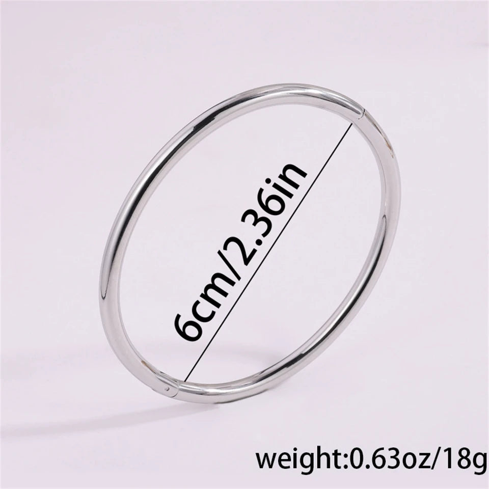 Yupsk Glossy Gold Color Stainless Steel Cuff Bangle for Women Smooth Thin Cylinder Bracelet Exquisite Waterproof Jewelry Gift