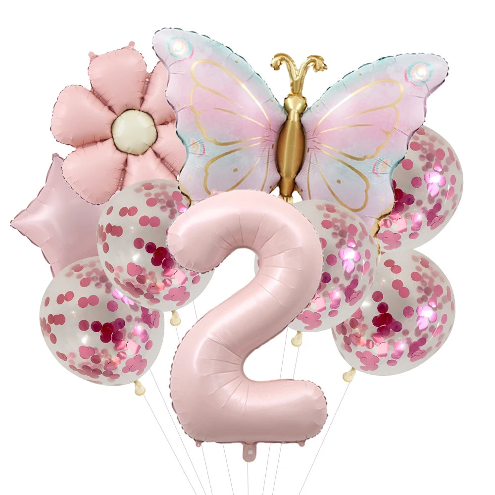 Butterfly Balloons 5th Birthday Decor for Girls Pink Butterfly Foil Balloons for Butterfly Themed Party Wedding Birthday Decors
