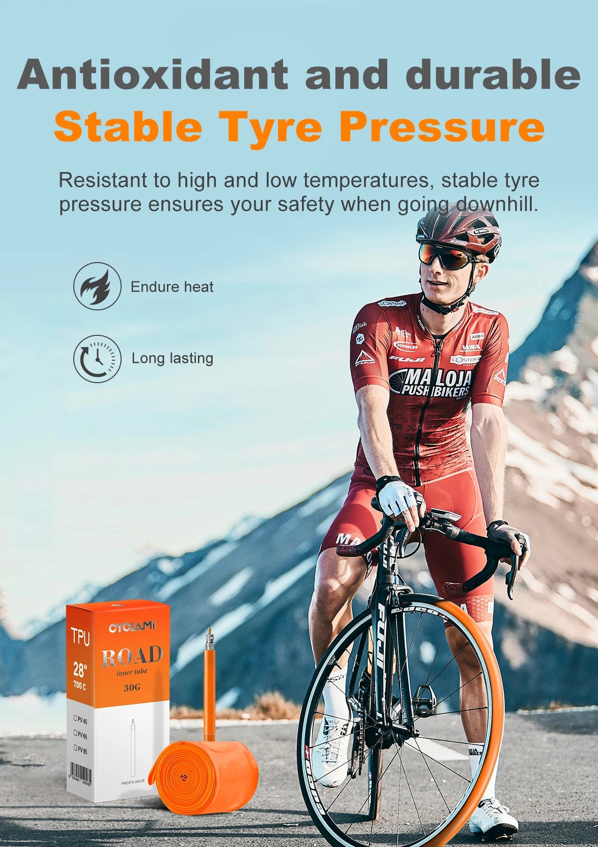 CYCLAMI 30g Ultralight Bike Inner Tube 700 x 18 23 25 28 30 32 Road Bicycle 700C TPU Material Tire 65mm Length FV French Valve