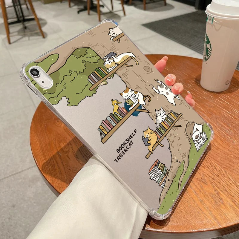 For Samsung Galaxy Tab S9 S8 S7 S10 Plus FE 12.4 inch Tab A8 10.5 SM A7 S6 Lite P610 10.4 A9 Case Leisure Cats Soft Tablet Cover