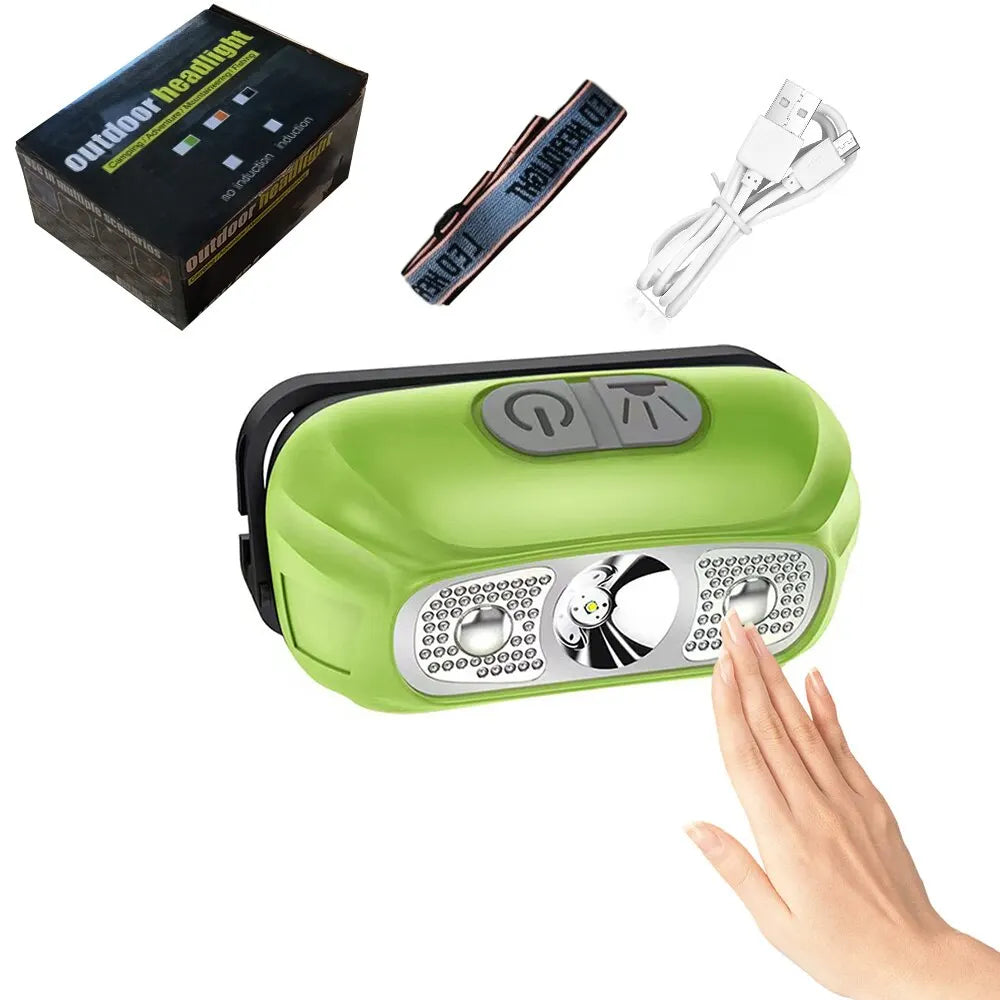 Sensor Headlamp LED High Bright Rechargeable Headlights COB Waterproof Fishing Camping Cycling Induction Head Light