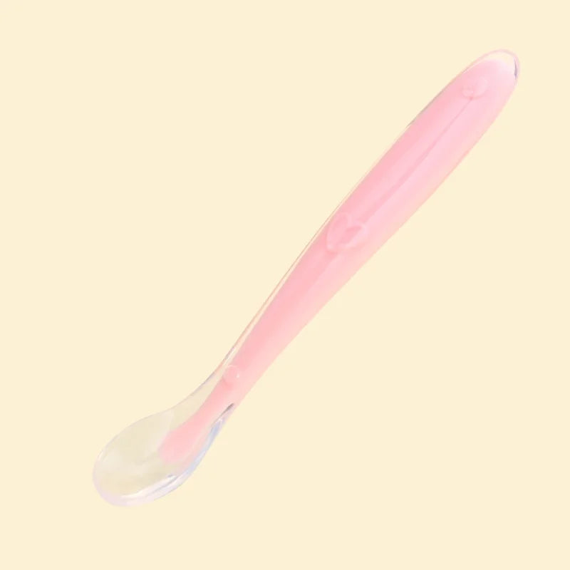 Baby Soft Silicone Spoon Soft Head Soup Spoon Baby Eating Training Spoon and Storage Box Feeding Tableware Set