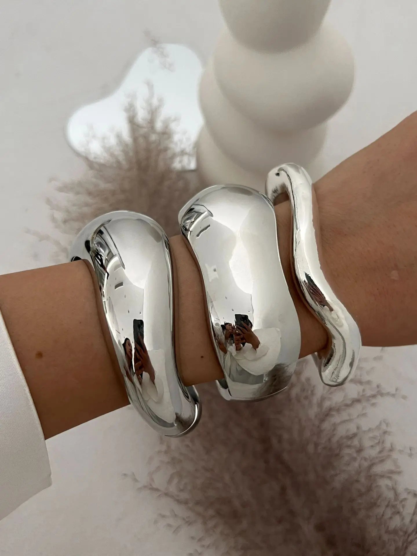 DIEZI Vintage Wide Cuff Bangles Hip Hop Punk Gold Silver Color Geometric Metal Spring Bangles For Women Bracelets Men Jewelry