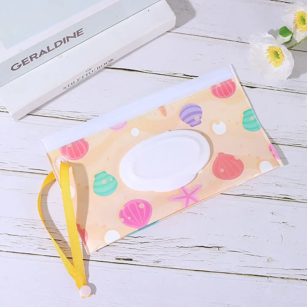 EVA Baby Wet Wipe Pouch Wipes Holder Case Flip Cover Snap-Strap Reusable Refillable Wet Wipe Bag Outdoor Useful Tissue Box