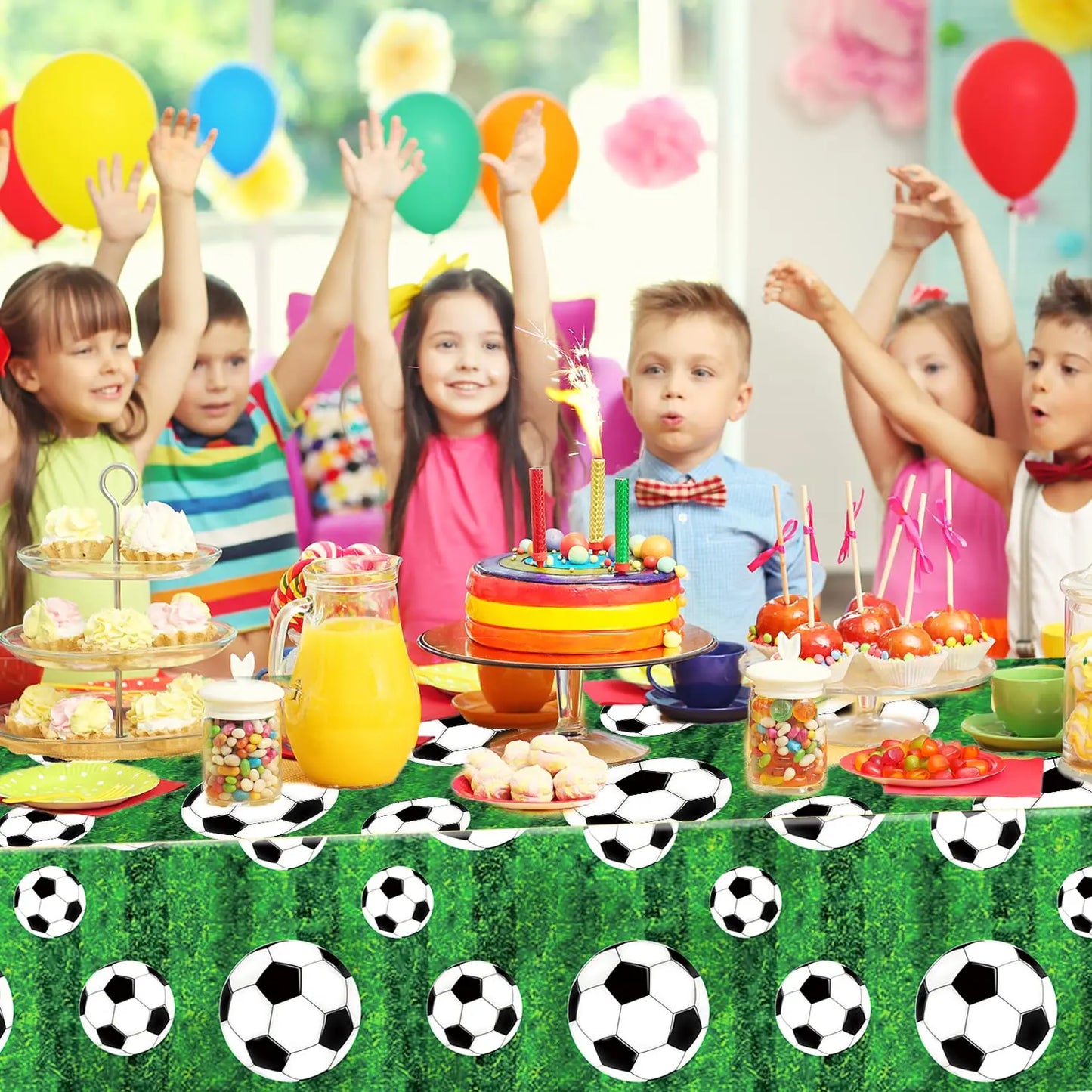Soccer Theme Tablecloths Football Birthday Party Decorations Soccer Rectangular Plastic Table Cover Perfect for Game Day Parties