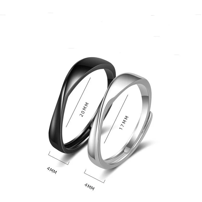 Luxury Crystal Angel Demon Couple Rings for Women Men Romantic Fashion Wings Design Adjustable Engagement Ring Wedding Jewelry
