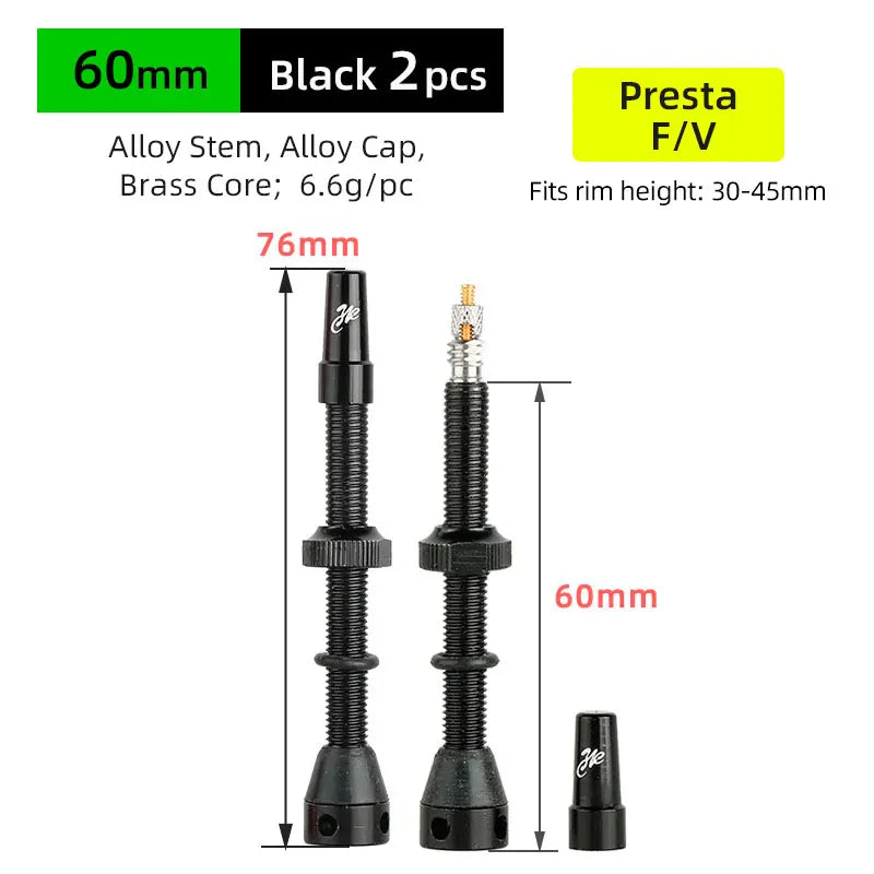 Bicycle F/V Tubeless Valve 44 60 80mm W/Tool Optional For Gravel Bike Aluminum alloy Pole Brass Core Presta Valve Cycling Parts