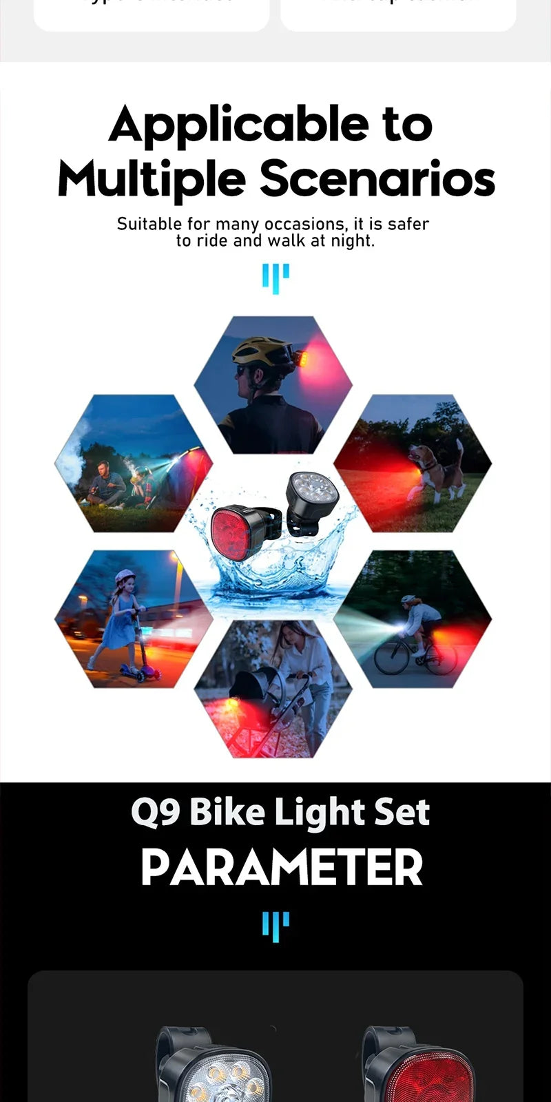 Bike Lights Set High Brightness MTB Bicycle Lamp Type-C Rechargeable Front and Rear Cycling Safety LED Lighting Bicycle Lantern