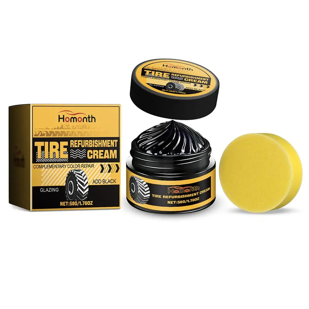 50g Tire Coating Wax Car Tire Retreading and Film Plating Cream Tire Shine Coating Wax Auto Rubber Parts Shiny Paste Anti-Aging