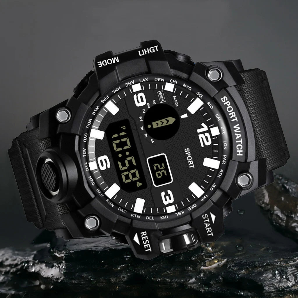 YIKAZE Sports Watch Men's LED Digital Watches Multifunction Military Waterproof Fitness Electronic Watch For Man