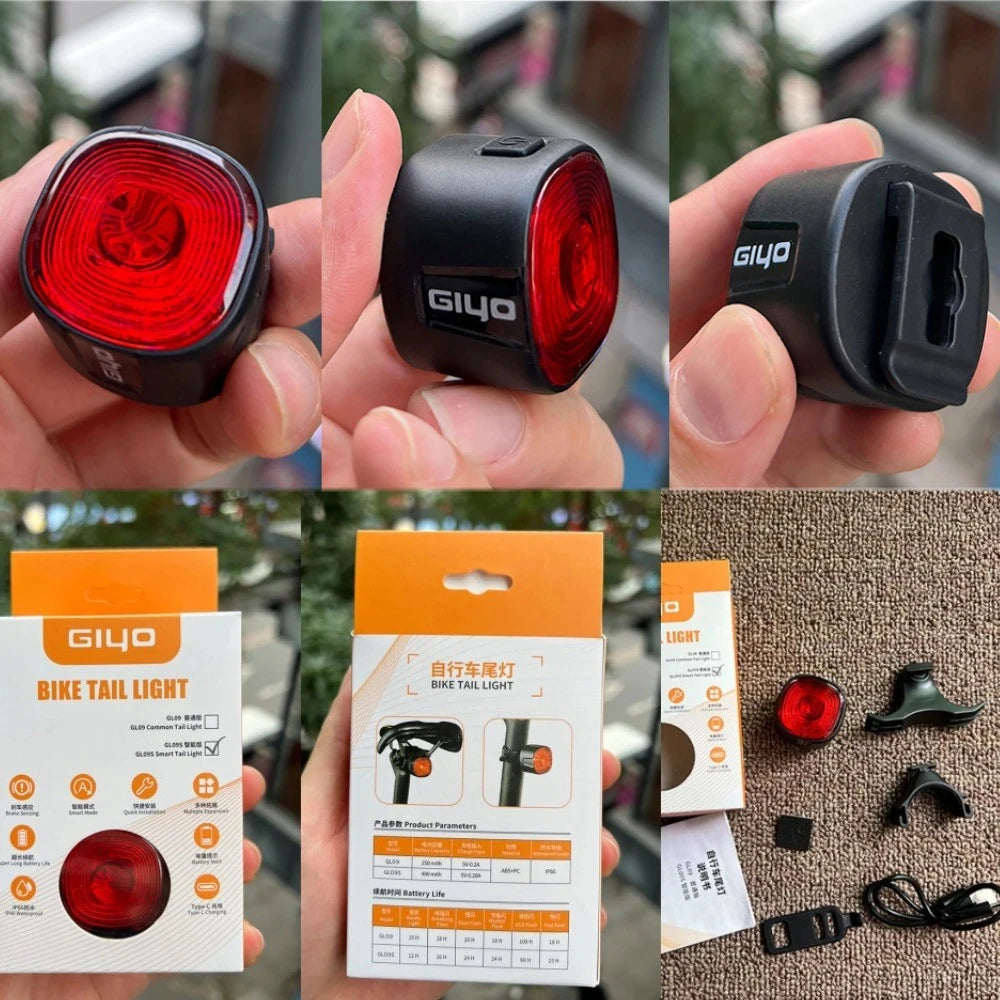 New Bicycle Smart Brake Tail Light MTB Road Bike Auto Brake Sensing Light USB Rechargeable IP66 Waterproof LED Warning Rear Lamp