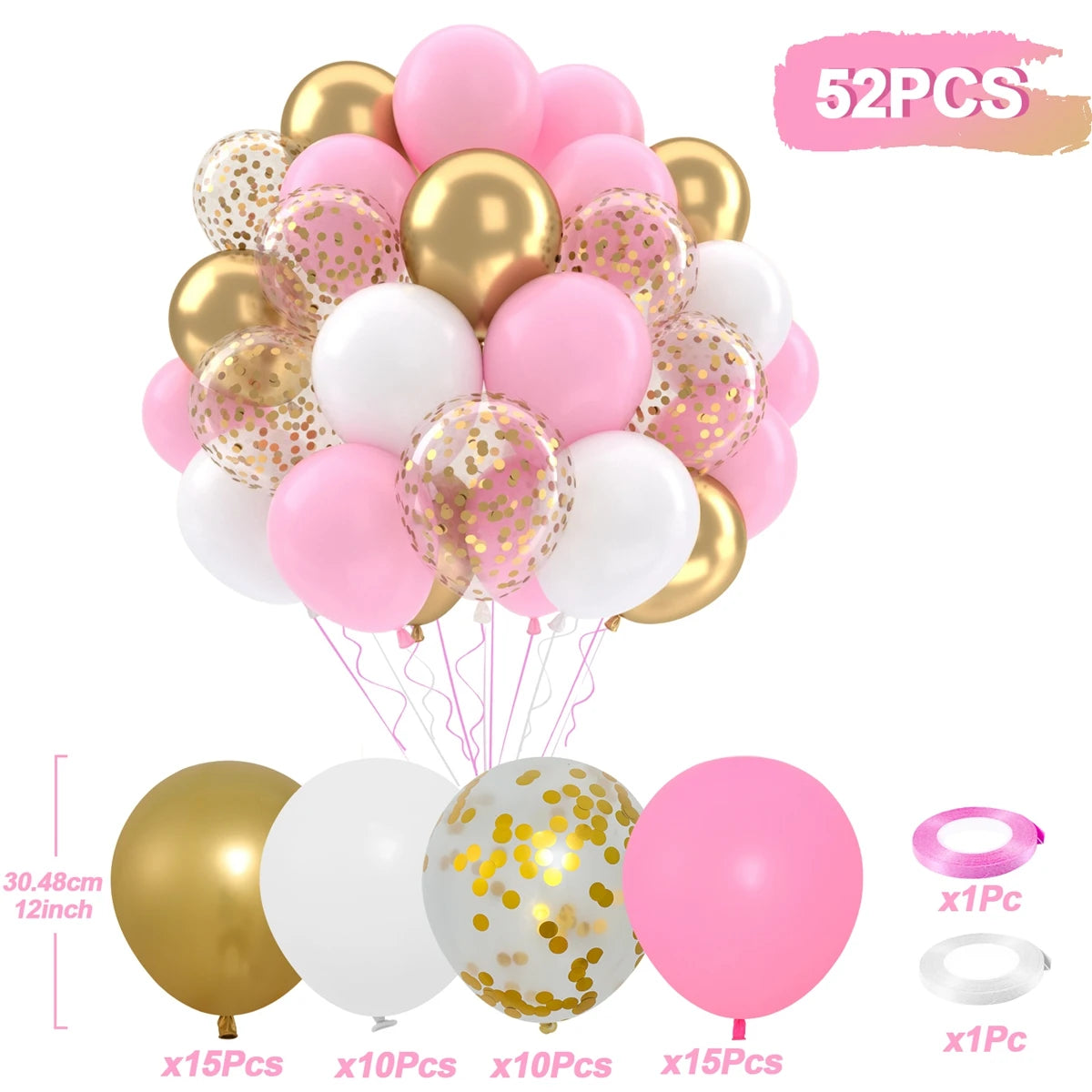 31/36/37/51/101Pcs Metallic Balloons Pearl Latex Balloon Gold Confetti Balloons for Birthday Weddings Baby Shower Party Decor