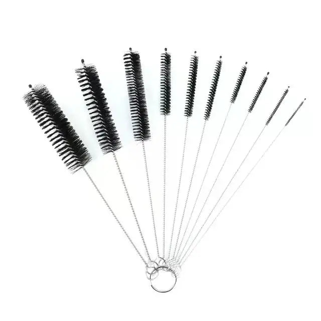 10pcs Set Stainless Steel Soft Hair Brush Pipette Test Tube Baby Bottle Brush Multifunctional Household Cleaning Tools Set