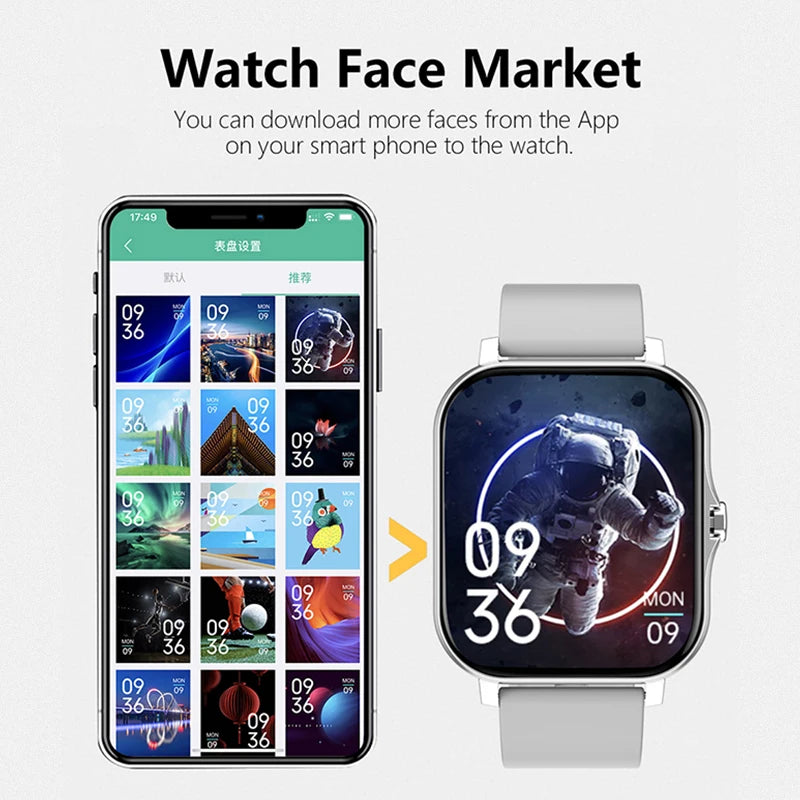 Sport Smart Watch Fitness Health Monitor Waterproof Smartwatch Bluetooth Call Watches for Men Women IOS Xiaomi Huawei 2024
