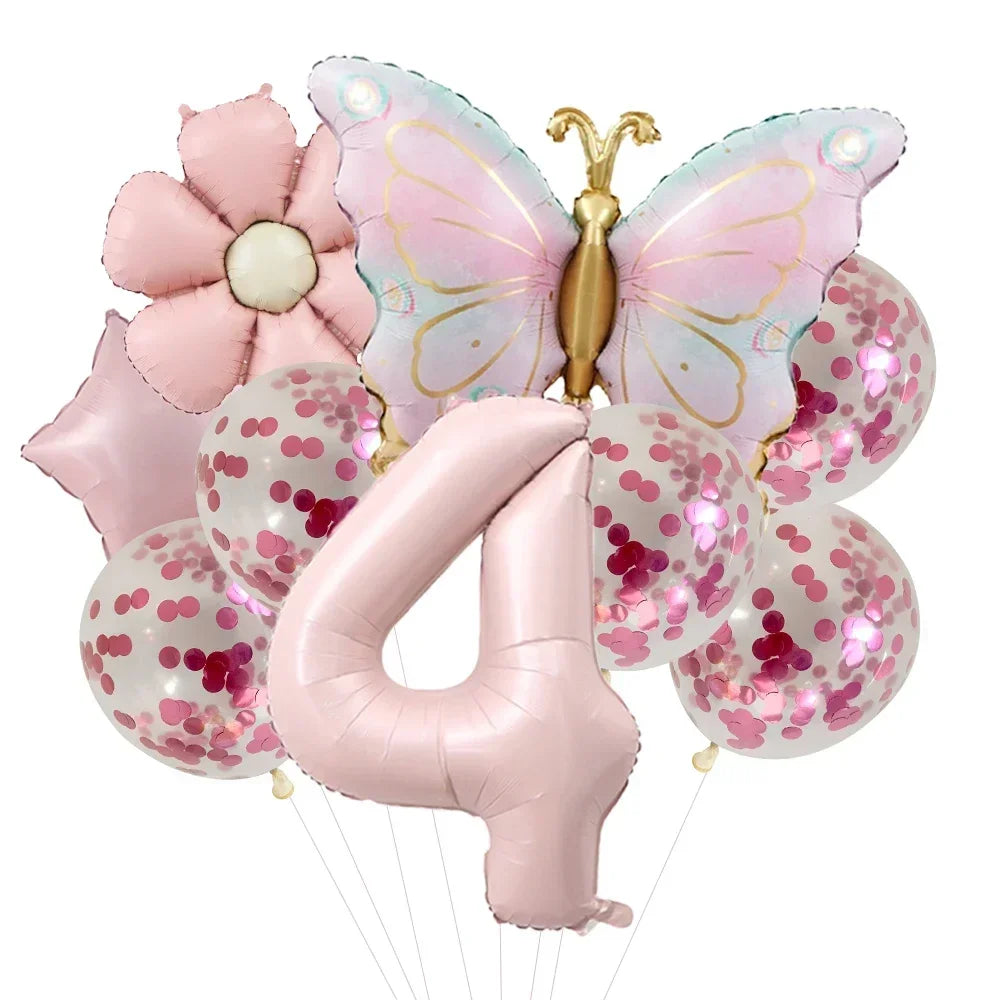 Butterfly Balloons 5th Birthday Decor for Girls Pink Butterfly Foil Balloons for Butterfly Themed Party Wedding Birthday Decors