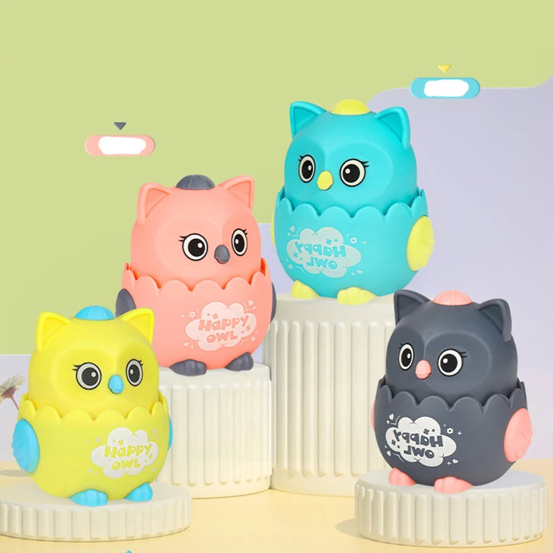 Kids Classic Wind Up Interactive Owl Shaped Press Mechanical Sliding Toys Toys for Boys Girls Birthday Xmas Gift